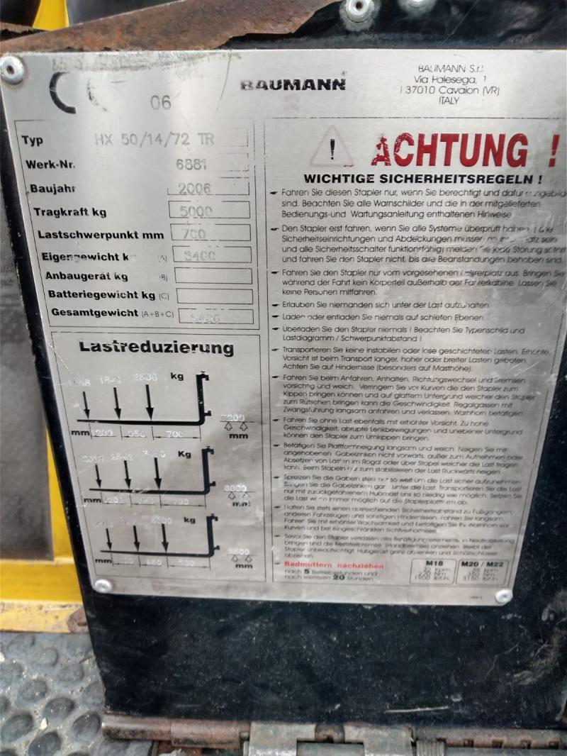 BAUMANN  HX 50/14/72 TR, diesel, TRIPLEX 7,2m, K PRONÁJMU i PRODEJI