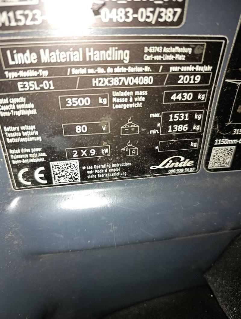 LINDE E 35 L - 01, BATERIOVÝ, TRIPLEX, k PRODEJI I PRONÁJMU