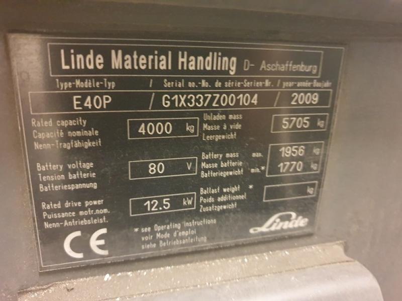 LINDE  E 40, bateriový, ZÁNOVNÍ BATERIE! TRIPLEX 6,3m, PRONAJATÝ